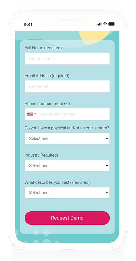Image showcasing the Demo Request form on mobile focusing on the request form